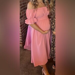 Maternity Pink Midi Dress